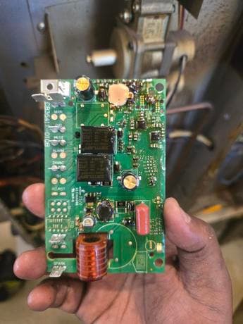 HVAC furnace control board replacement by Calgary appliance technician